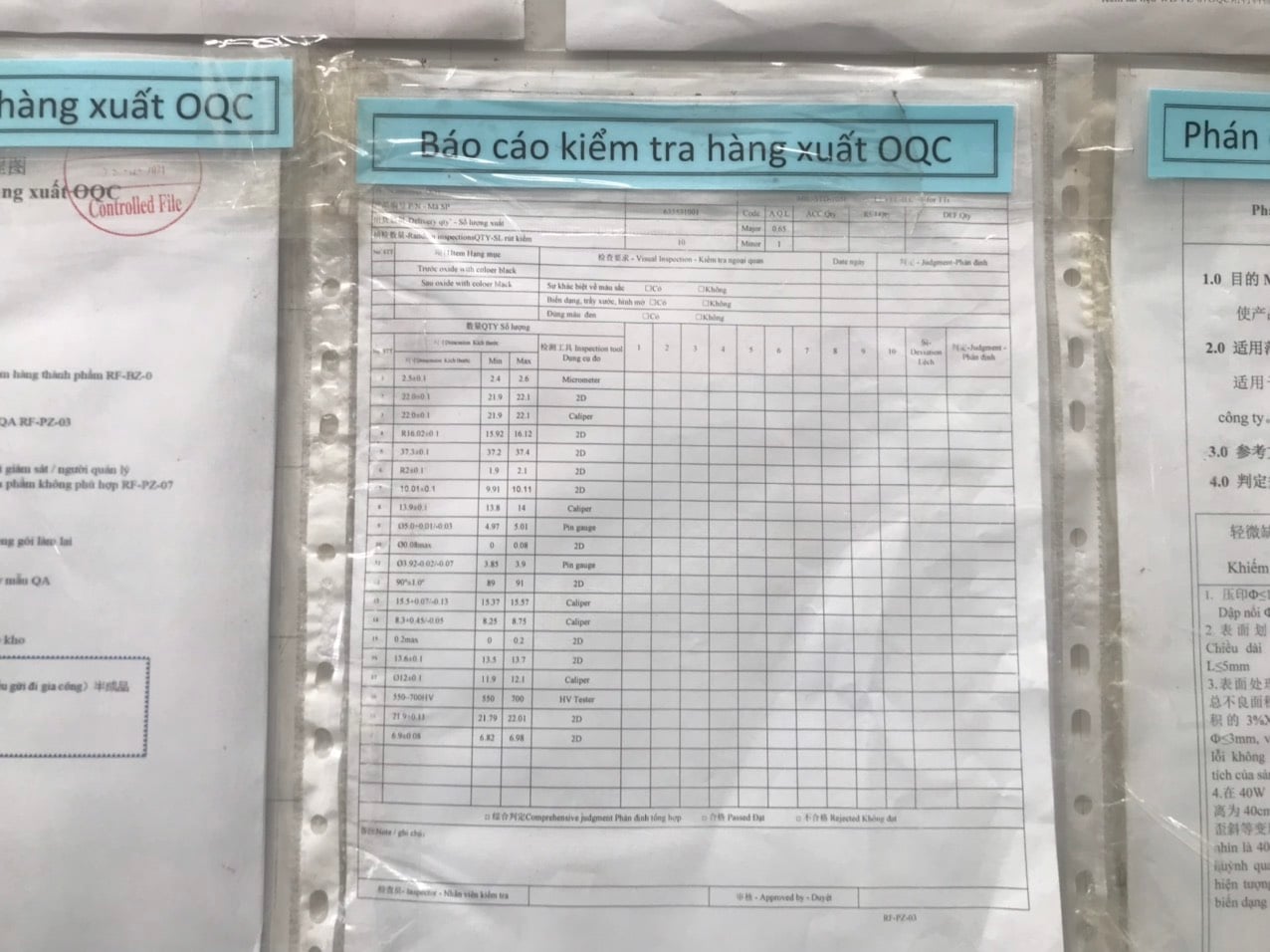 Export inspection report
